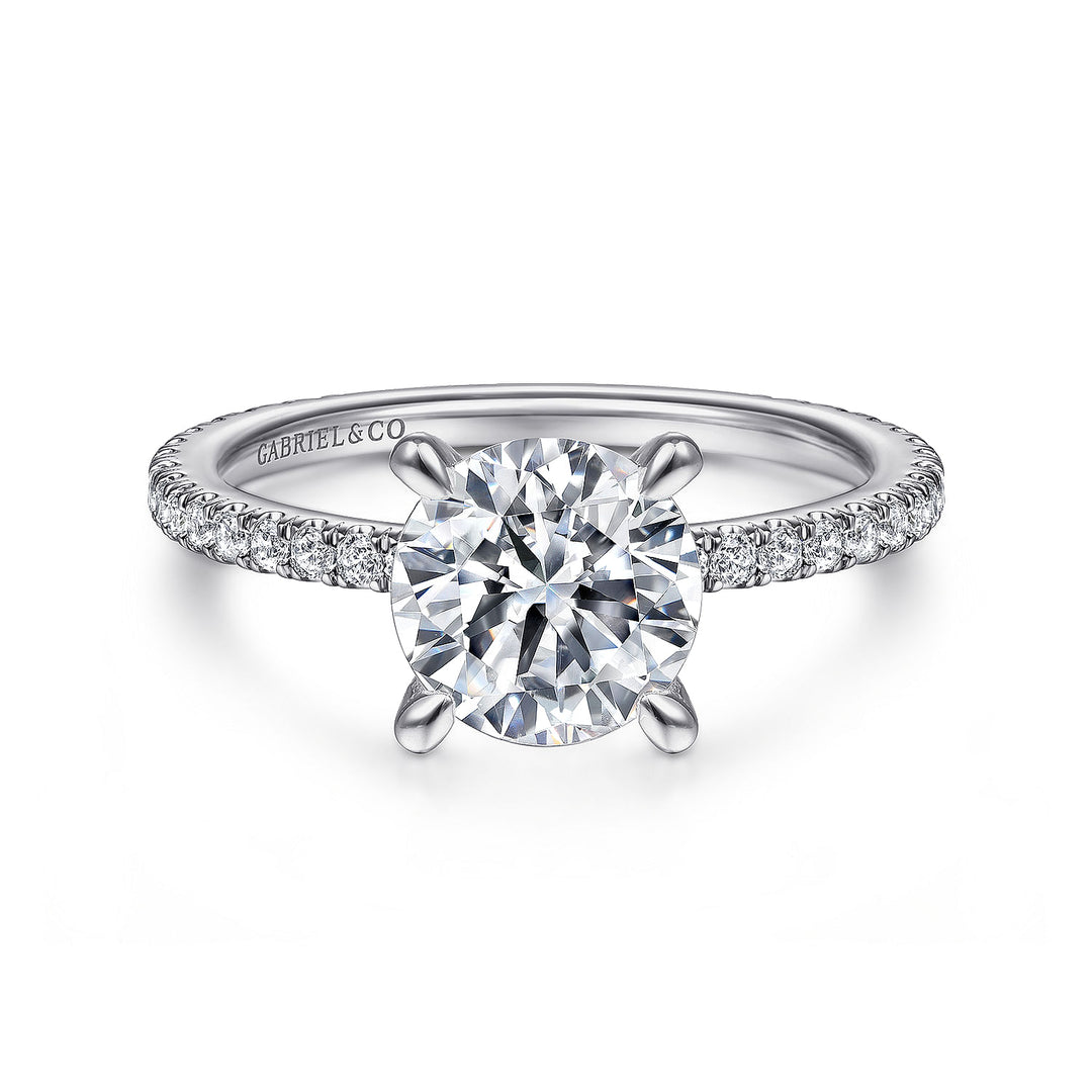 Gabriel & Co. ER14914R6W44JJ 14K White Gold Round Diamond Engagement Ring