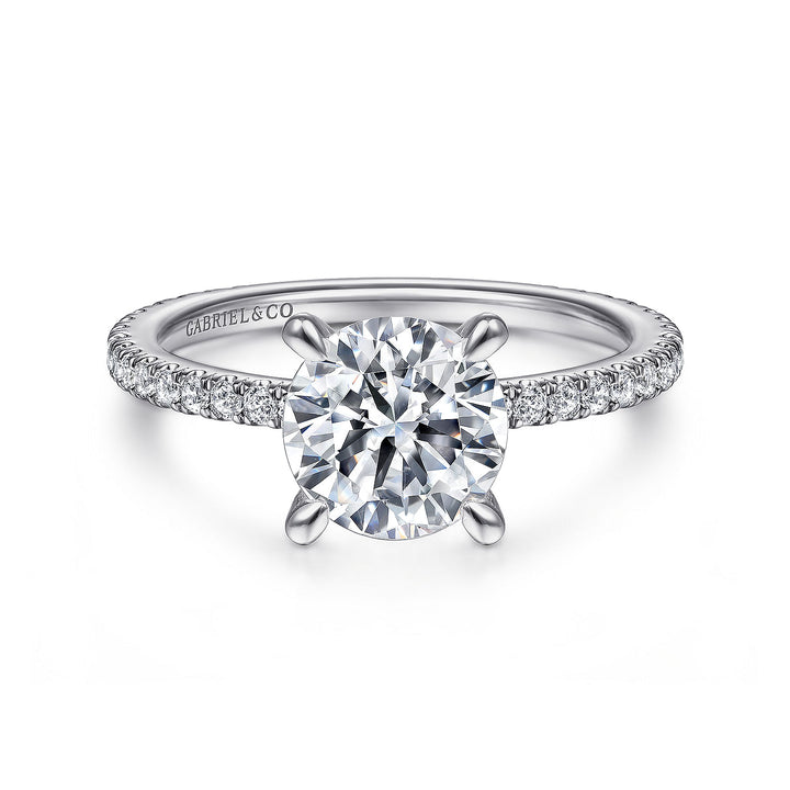 Gabriel & Co. ER14914R6W44JJ 14K White Gold Round Diamond Engagement Ring