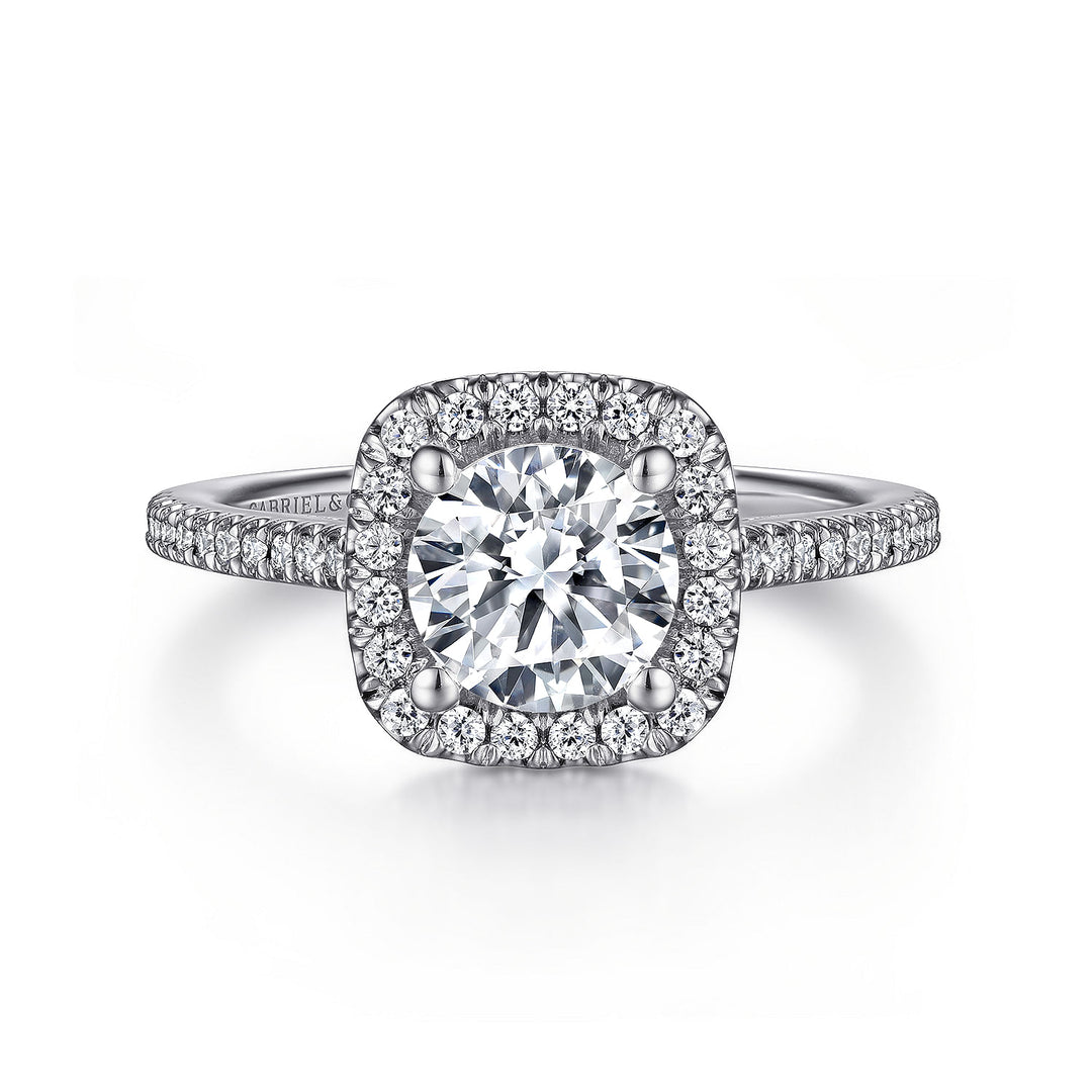 Gabriel & Co. ER14916R4W44JJ 14K White Gold Round Halo Diamond Engagement Ring