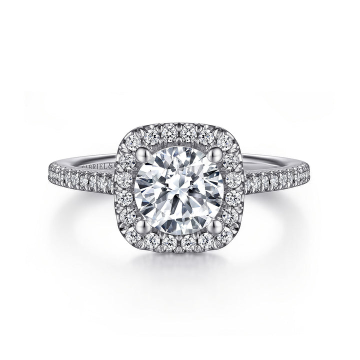 Gabriel & Co. ER14916R4W44JJ 14K White Gold Round Halo Diamond Engagement Ring