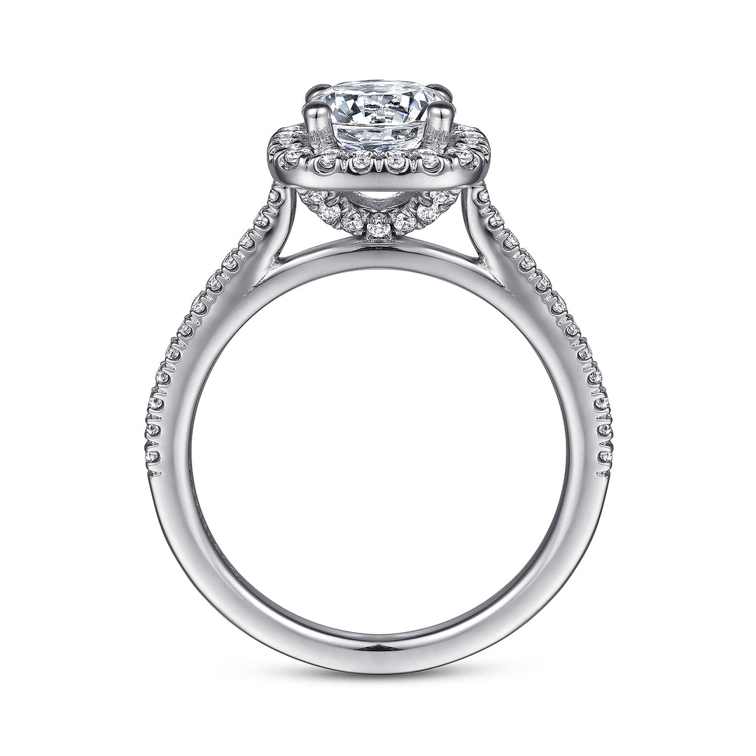 Gabriel & Co. ER14916R4W44JJ 14K White Gold Round Halo Diamond Engagement Ring