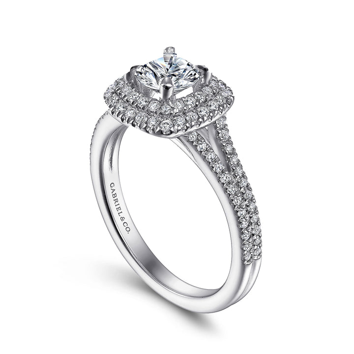 Gabriel & Co. ER14917R3W44JJ 14K White Gold Round Double Halo Diamond Engagement Ring