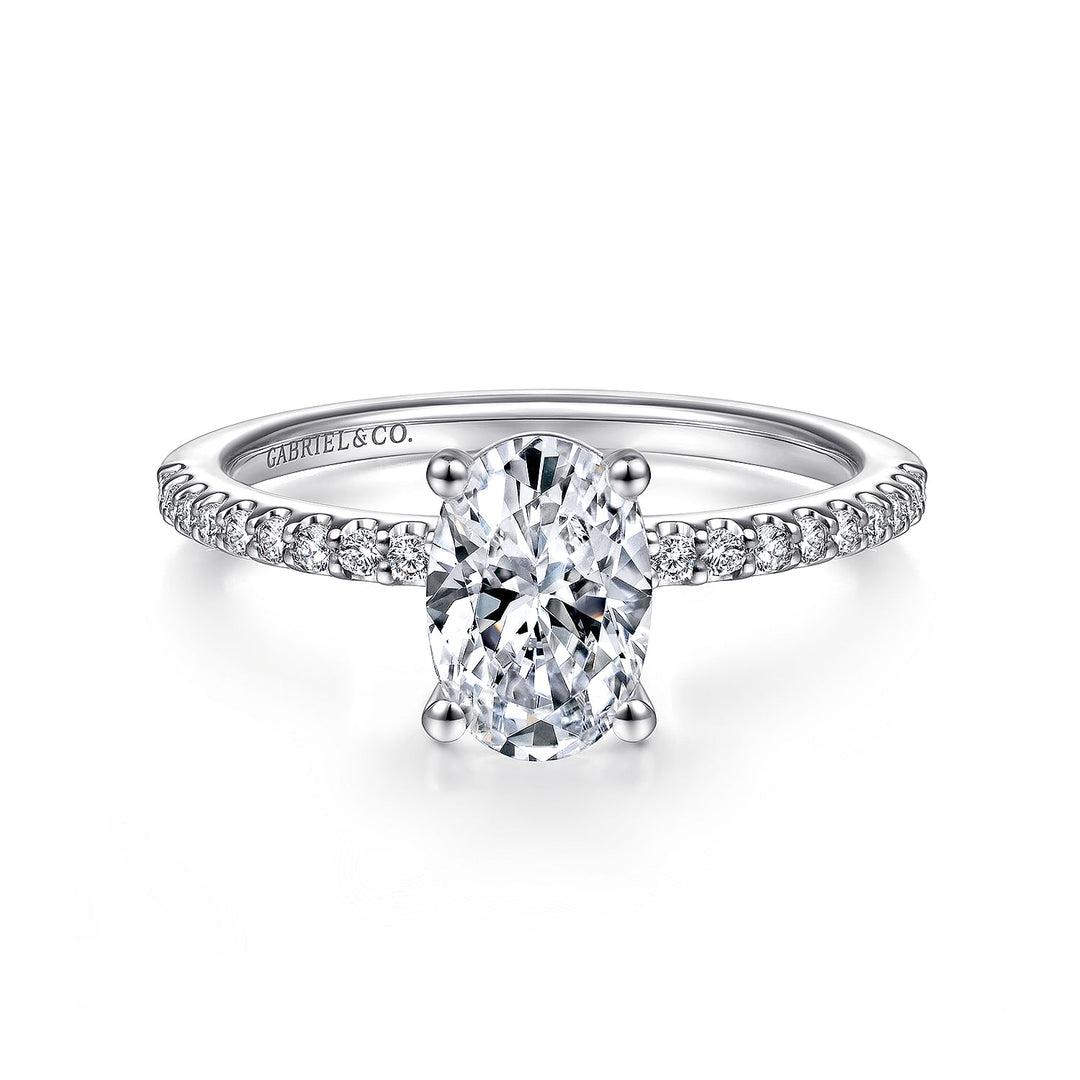 Gabriel & Co. ER14918O4W44JJ 14K White Gold Oval Diamond Engagement Ring