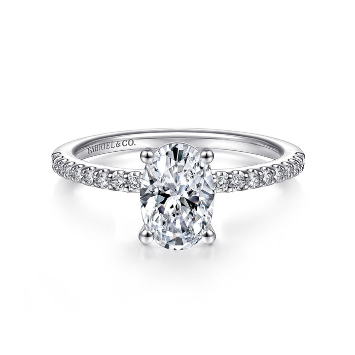 Gabriel & Co. ER14918O4W44JJ 14K White Gold Oval Diamond Engagement Ring