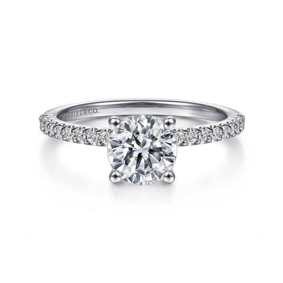 Gabriel & Co. ER14918R4W44JJ 14K White Gold Round Diamond Engagement Ring
