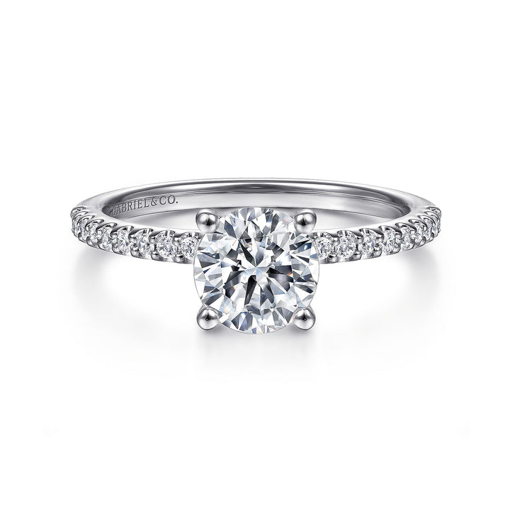 Gabriel & Co. ER14918R4W44JJ 14K White Gold Round Diamond Engagement Ring
