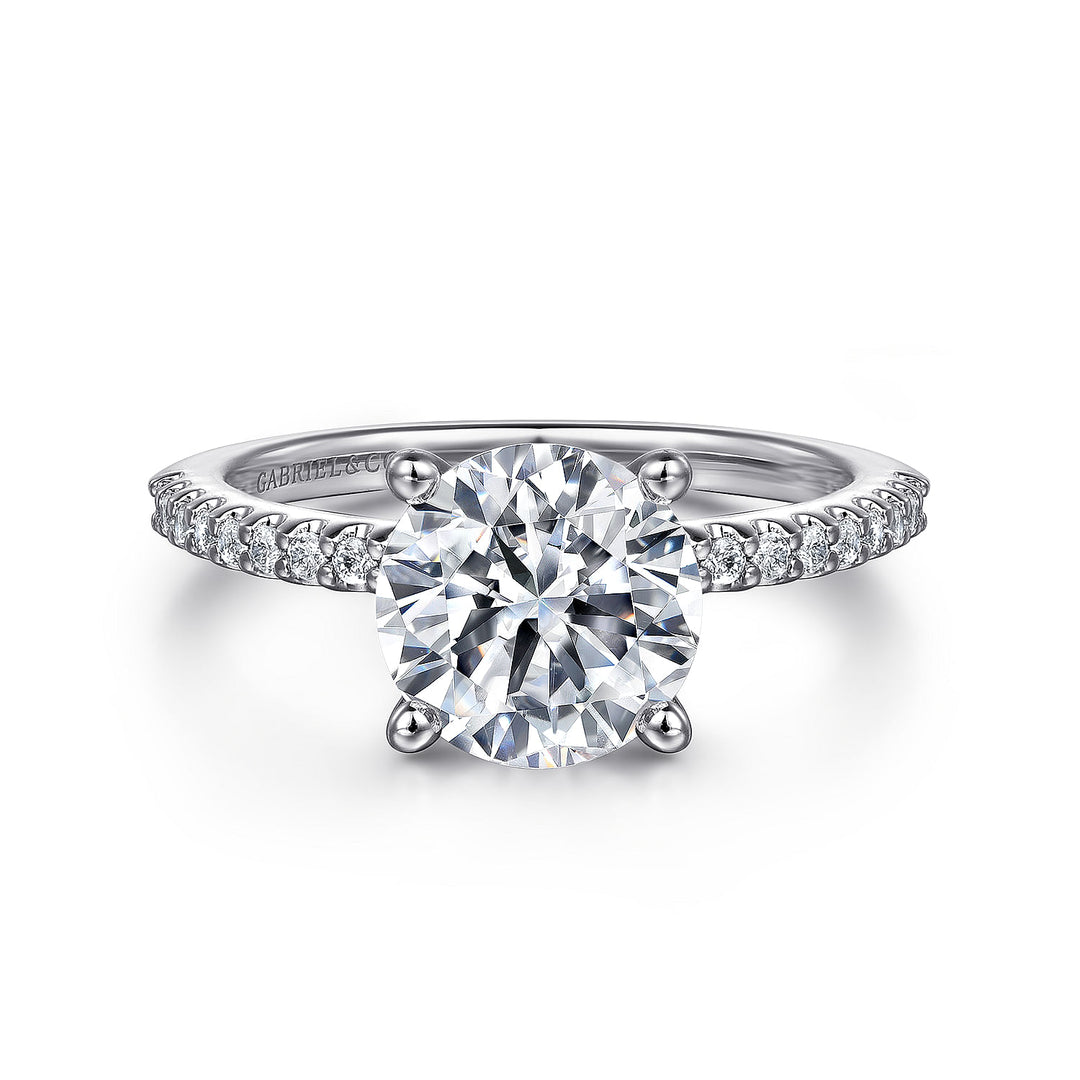 Gabriel & Co. ER14918R8W44JJ 14K White Gold Round Diamond Engagement Ring