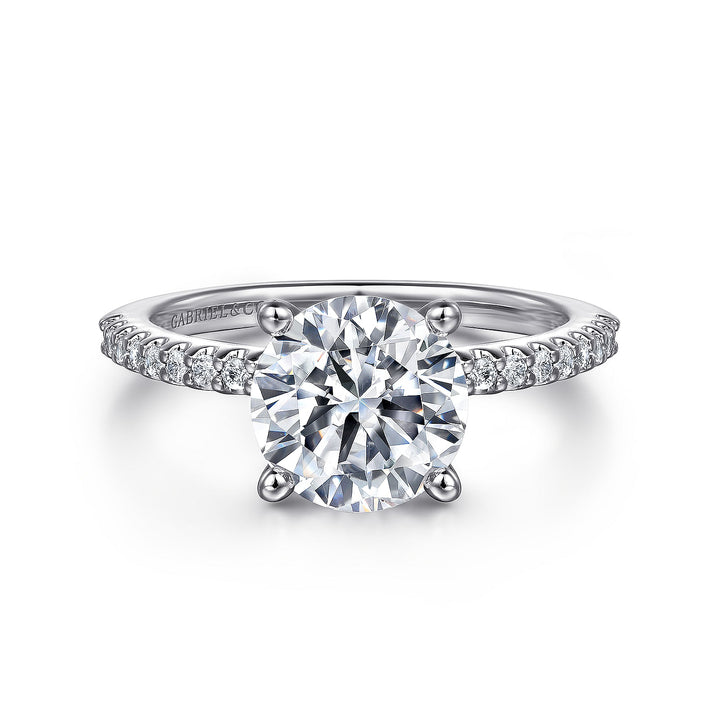 Gabriel & Co. ER14918R8W44JJ 14K White Gold Round Diamond Engagement Ring