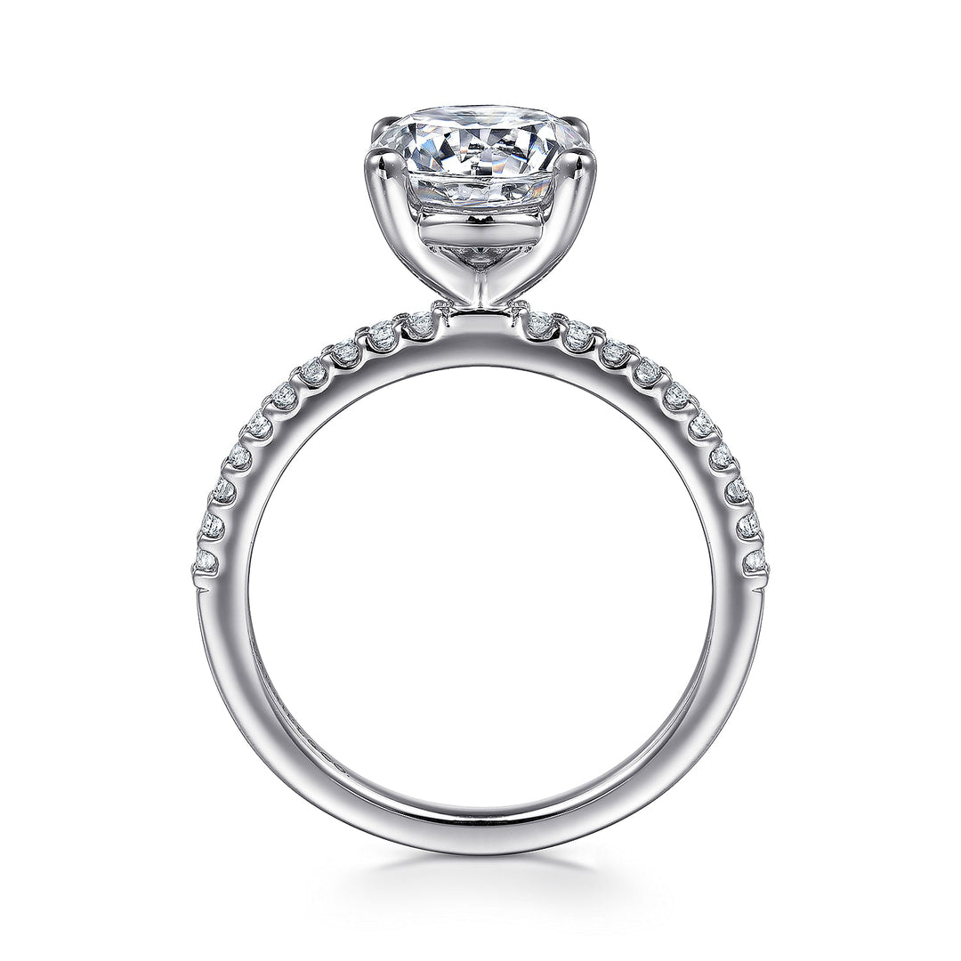 Gabriel & Co. ER14918R8W44JJ 14K White Gold Round Diamond Engagement Ring
