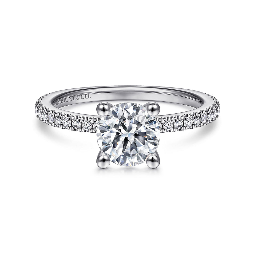 Gabriel & Co. ER14919R4W44JJ 14K White Gold Round Diamond Engagement Ring