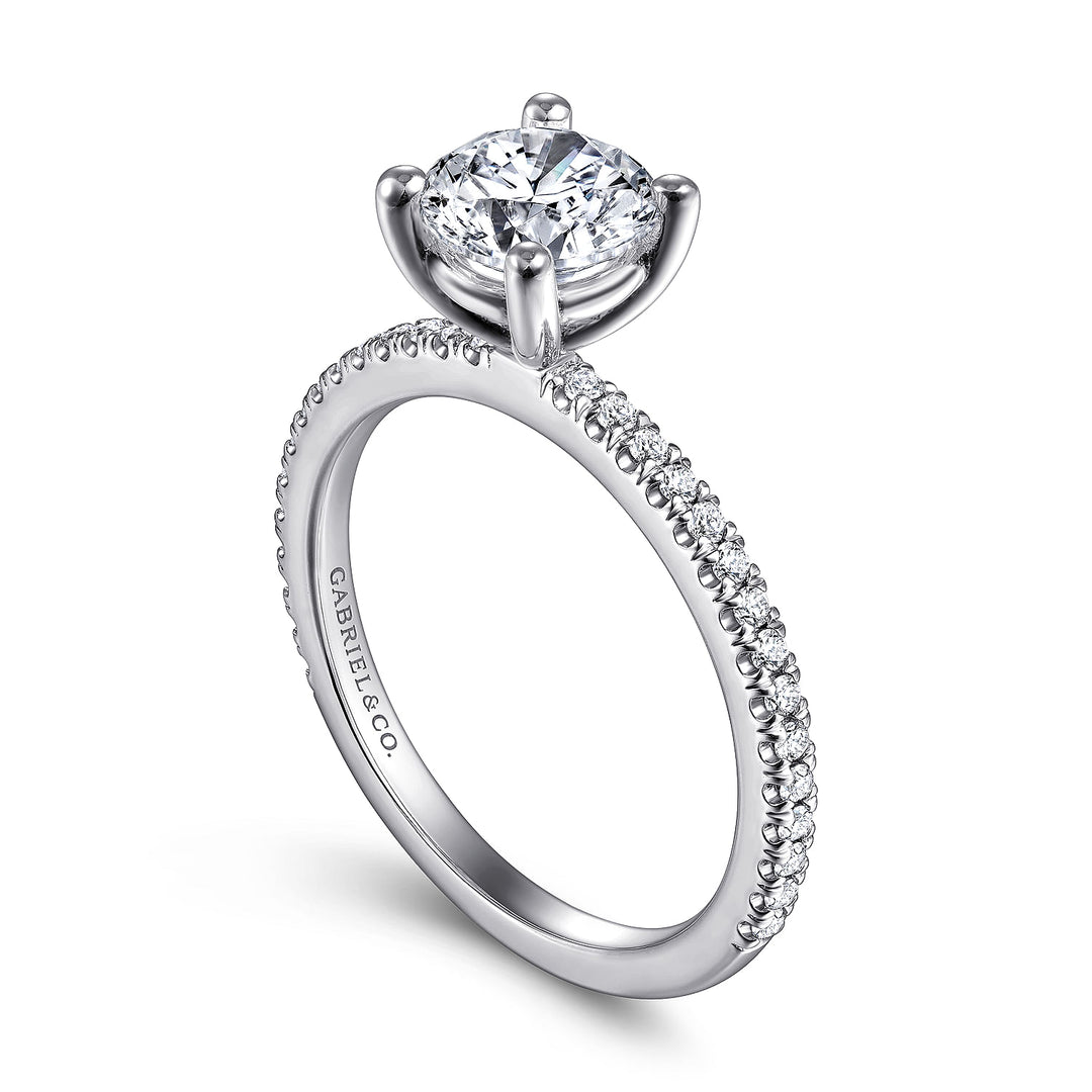 Gabriel & Co. ER14919R4W44JJ 14K White Gold Round Diamond Engagement Ring