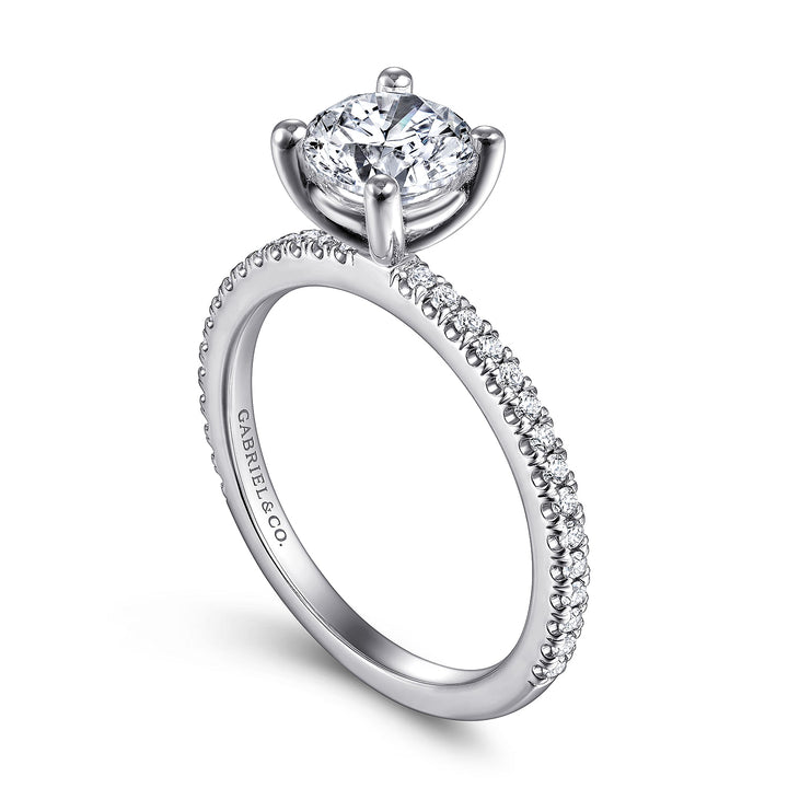 Gabriel & Co. ER14919R4W44JJ 14K White Gold Round Diamond Engagement Ring