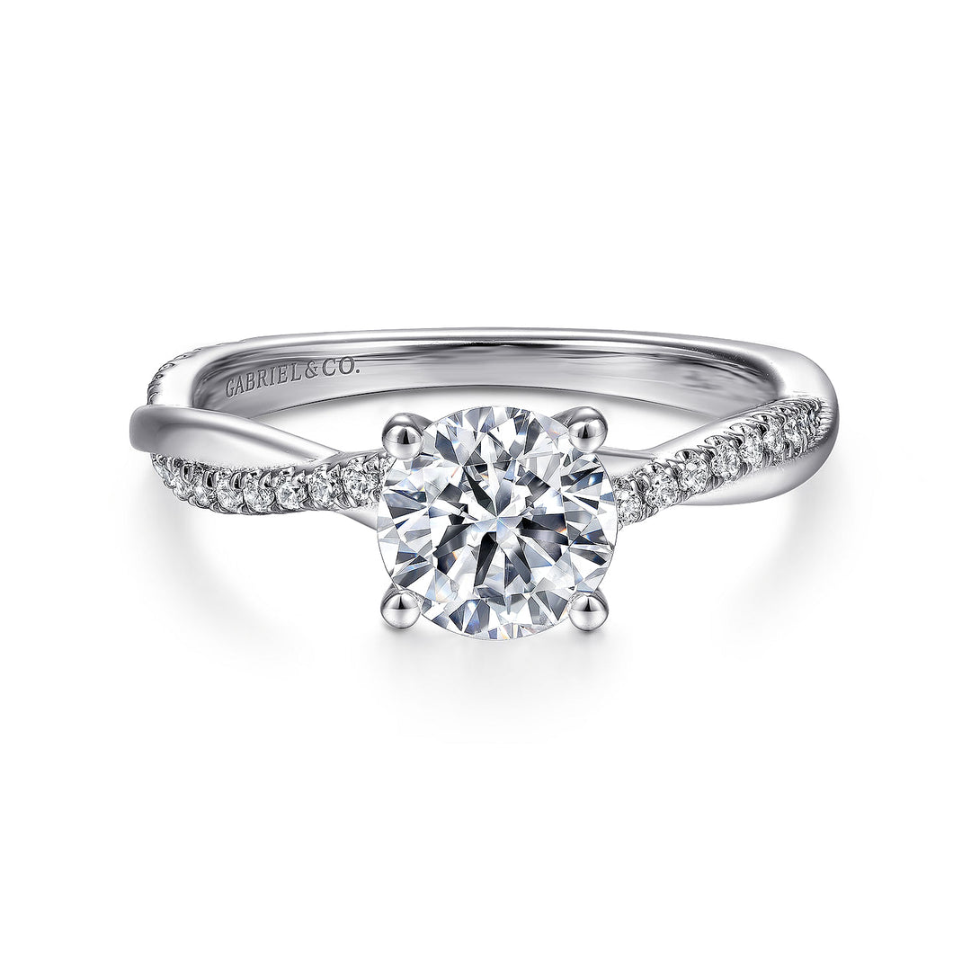 Gabriel & Co. ER14922R4W44JJ 14K White Gold Round Diamond Engagement Ring