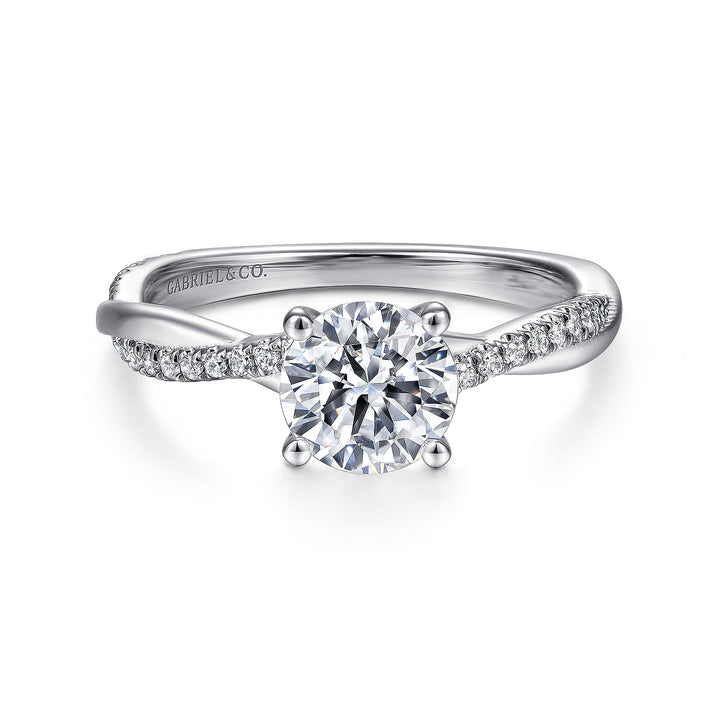 Gabriel & Co. ER14922R4W44JJ 14K White Gold Round Diamond Engagement Ring