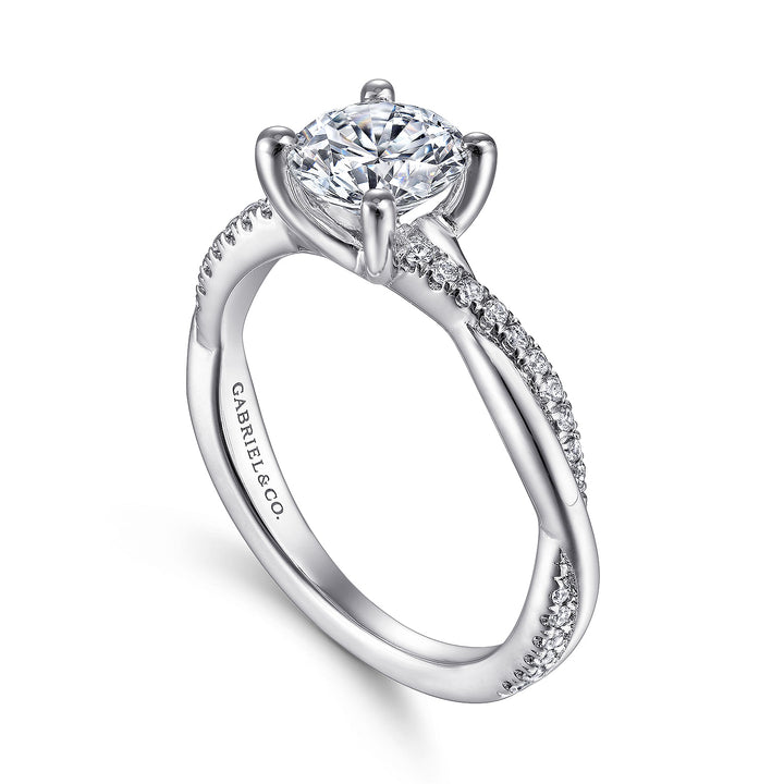 Gabriel & Co. ER14922R4W44JJ 14K White Gold Round Diamond Engagement Ring