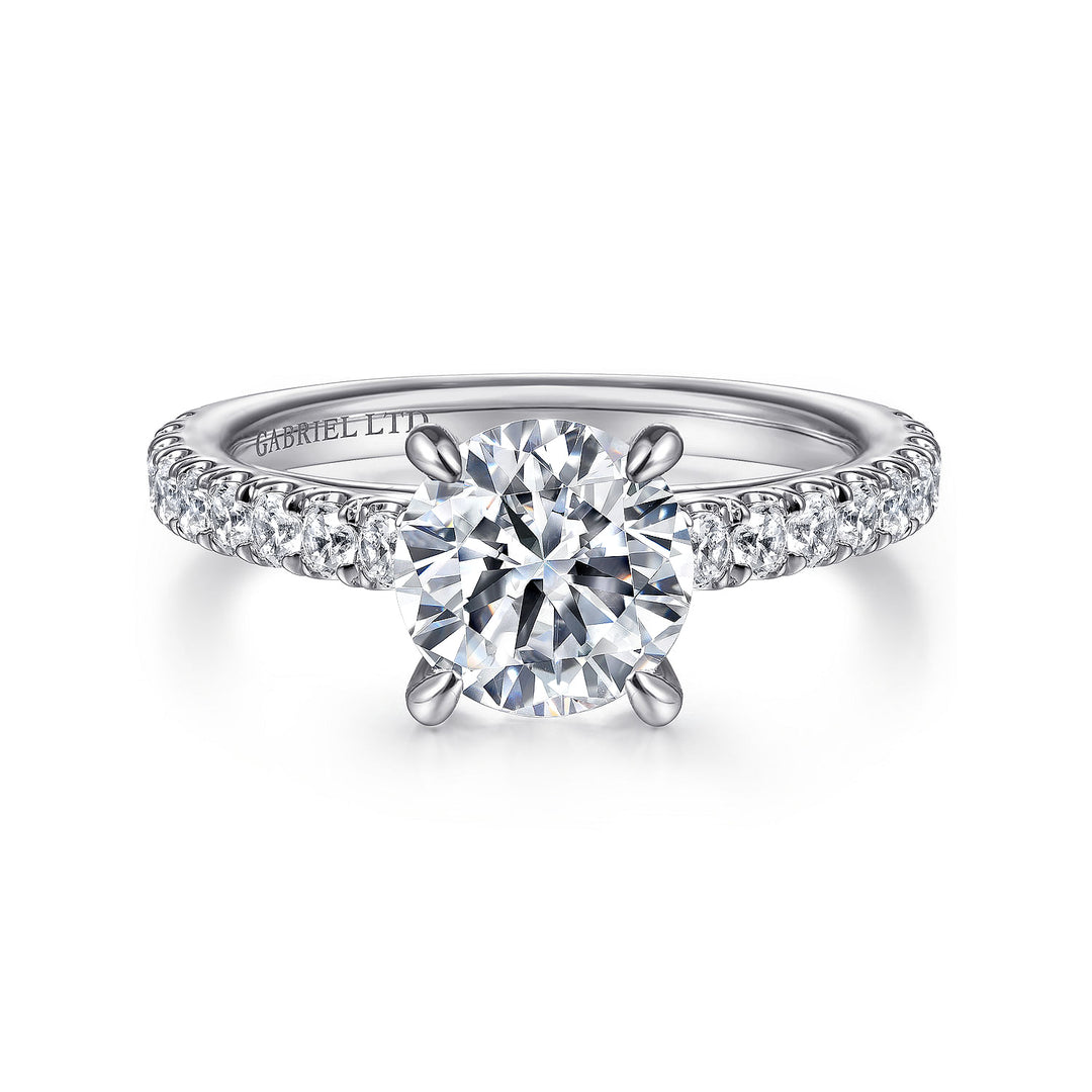 Gabriel & Co. ER14940R6W83JJ 18K White Gold Round Diamond Engagement Ring
