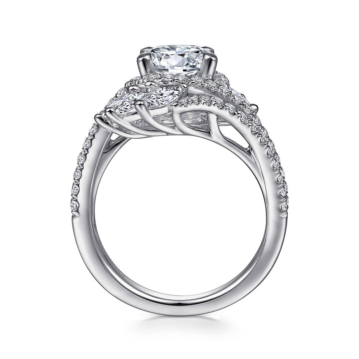 Gabriel & Co. ER14967R6W44JJ 14K White Gold Round Halo Diamond Bypass Engagement Ring