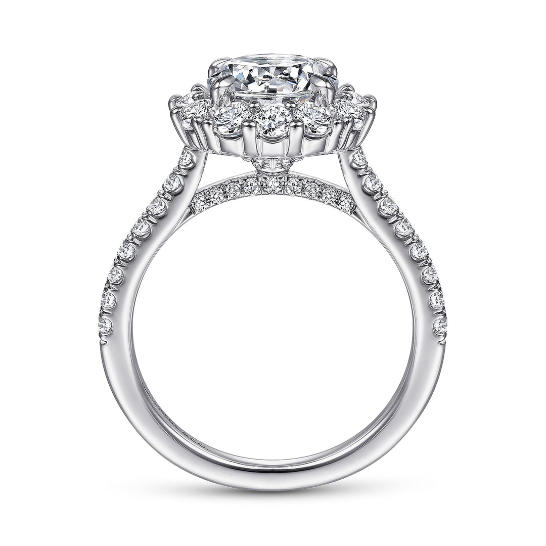 Gabriel & Co. ER14968R8W44JJ 14K White Gold Round Halo Diamond Engagement Ring