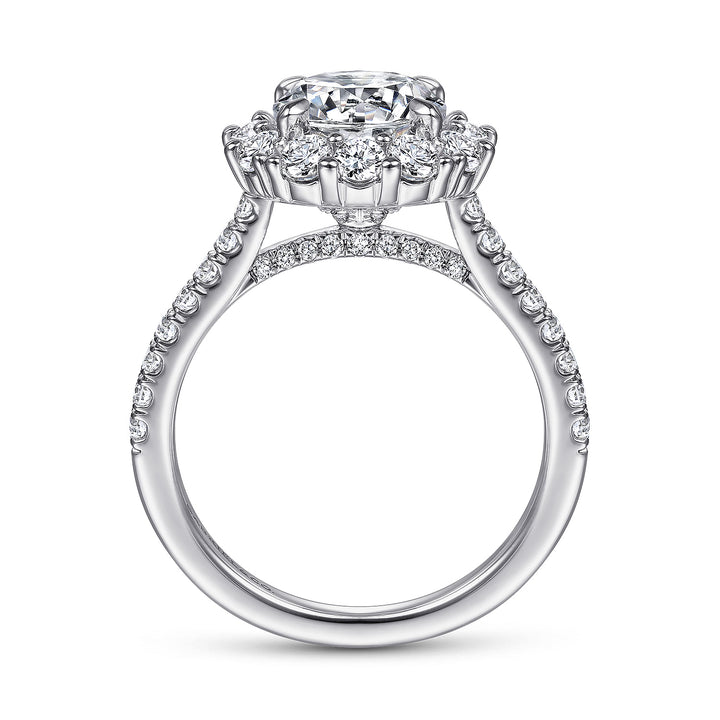 Gabriel & Co. ER14968R8W44JJ 14K White Gold Round Halo Diamond Engagement Ring