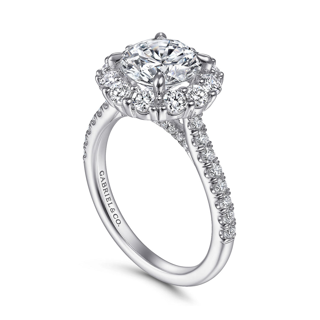 Gabriel & Co. ER14968R8W44JJ 14K White Gold Round Halo Diamond Engagement Ring