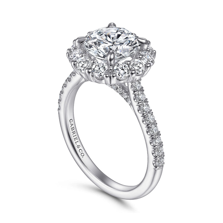Gabriel & Co. ER14968R8W44JJ 14K White Gold Round Halo Diamond Engagement Ring