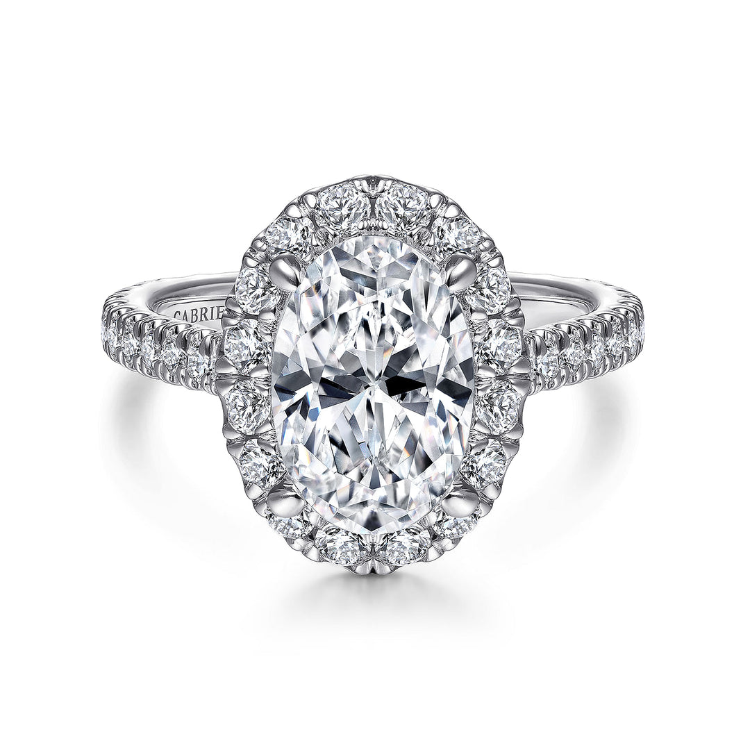 Gabriel & Co. ER14971O8W83JJ 18K White Gold Oval Halo Diamond Engagement Ring