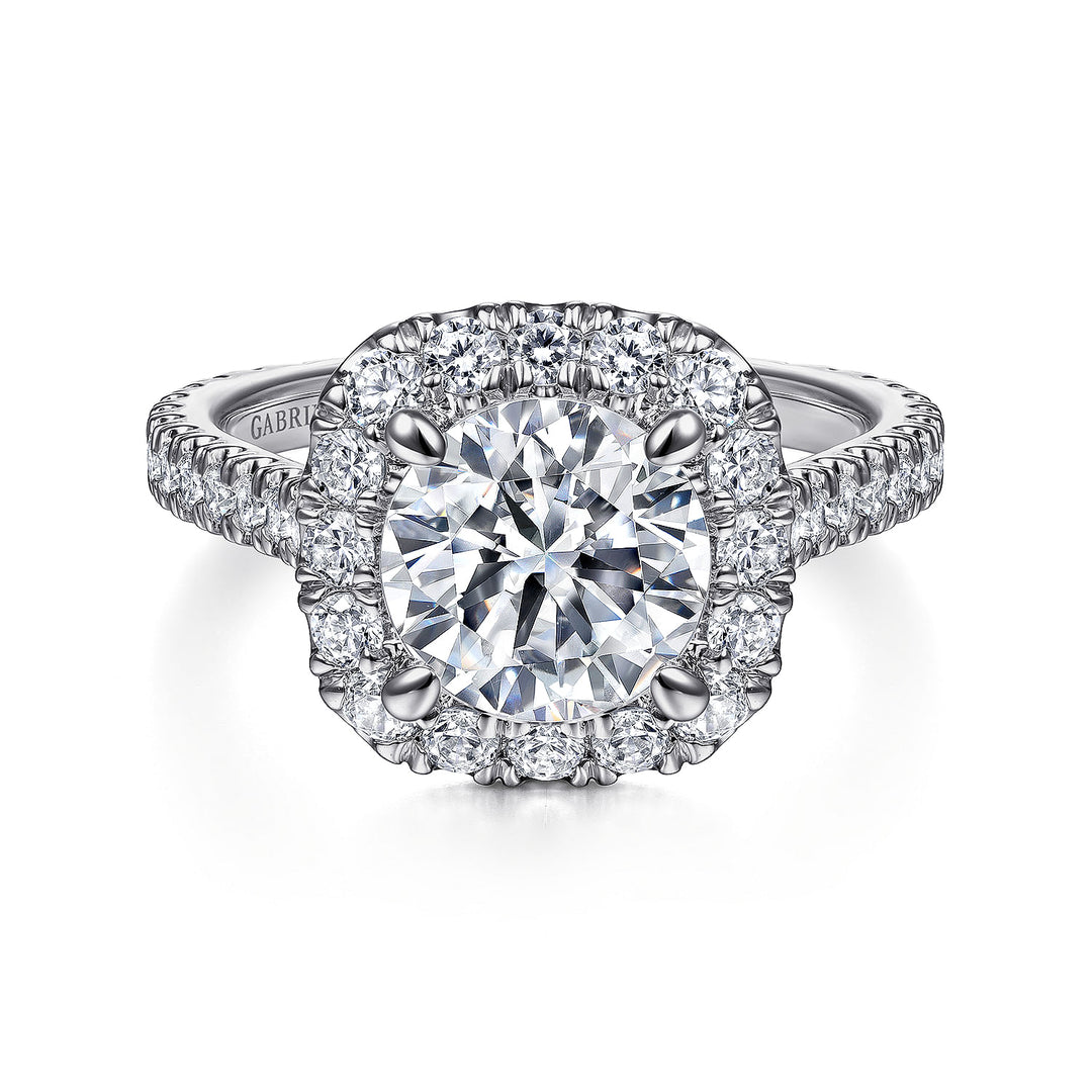 Gabriel & Co. ER14972R8W83JJ 18K White Gold Round Halo Diamond Engagement Ring