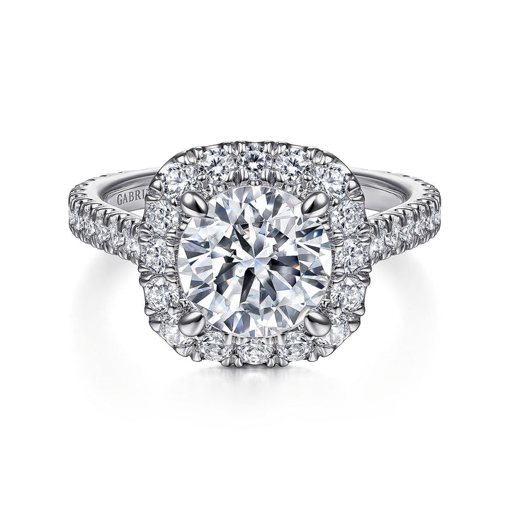 Gabriel & Co. ER14972R8W83JJ 18K White Gold Round Halo Diamond Engagement Ring