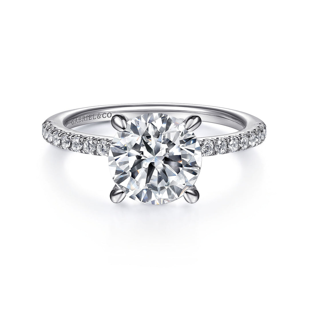 Gabriel & Co. ER14987R8W44JJ 14K White Gold Round Diamond Engagement Ring
