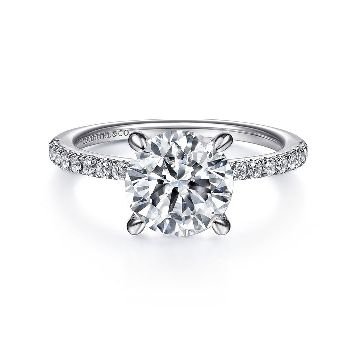 Gabriel & Co. ER14987R8W44JJ 14K White Gold Round Diamond Engagement Ring