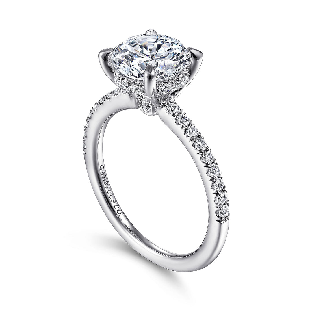 Gabriel & Co. ER14987R8W44JJ 14K White Gold Round Diamond Engagement Ring