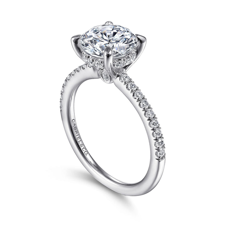 Gabriel & Co. ER14987R8W44JJ 14K White Gold Round Diamond Engagement Ring