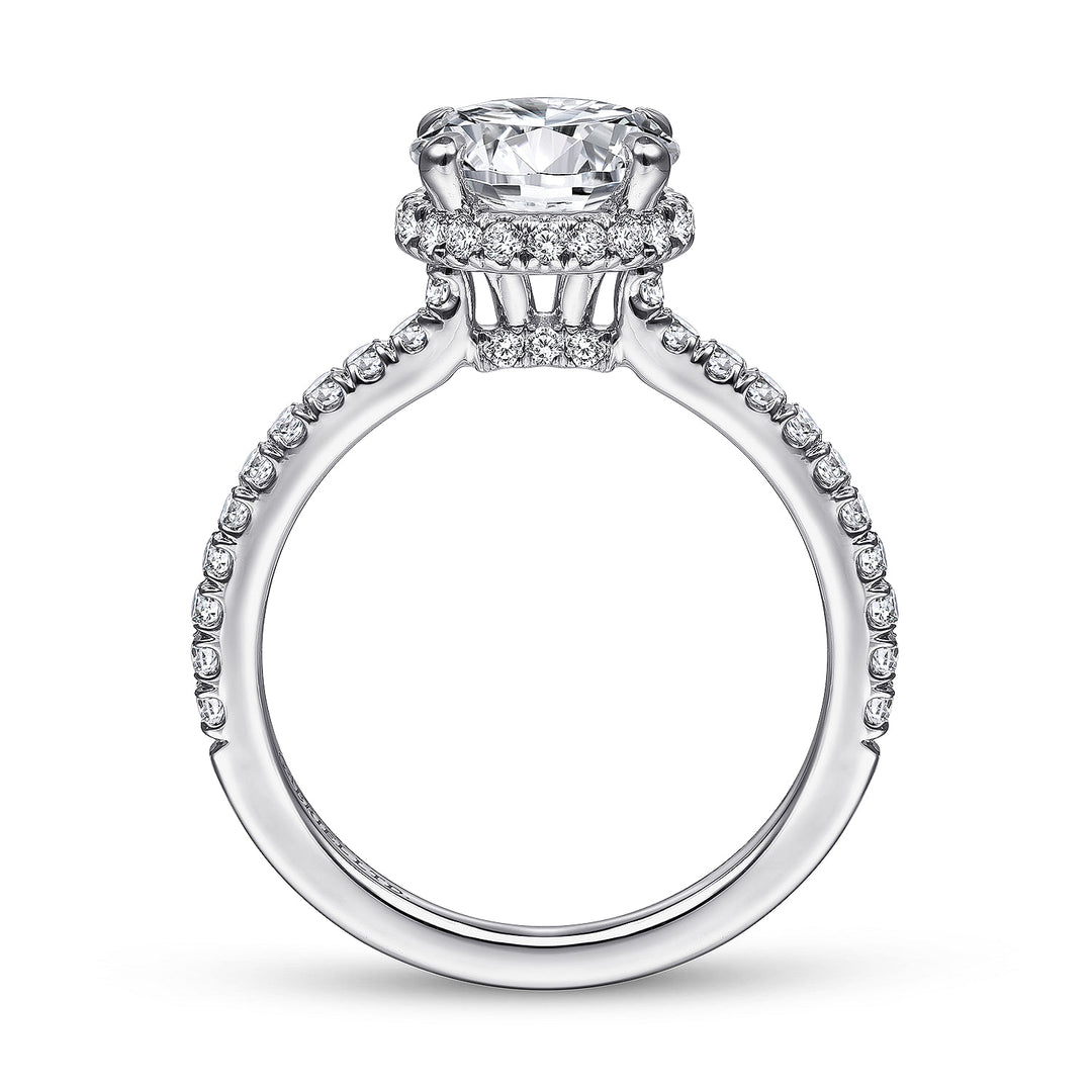 Gabriel & Co. ER14992R6W83JJ 18K White Gold Hidden Halo Round Diamond Engagement Ring