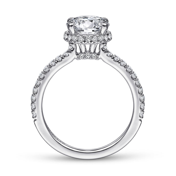 Gabriel & Co. ER14992R6W83JJ 18K White Gold Hidden Halo Round Diamond Engagement Ring