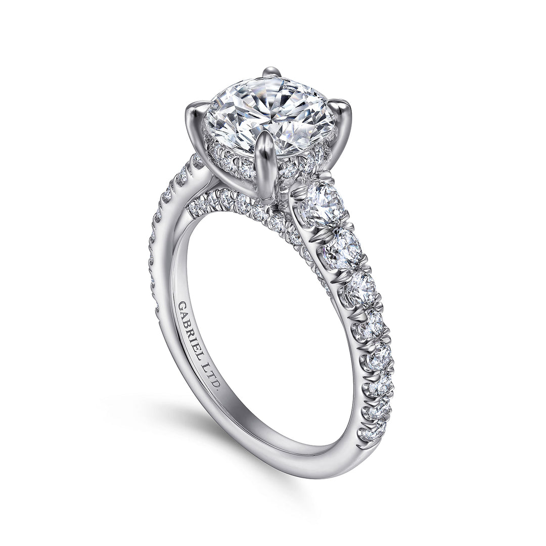 Gabriel & Co. ER14998R8W83JJ 18K White Gold Round Diamond Engagement Ring