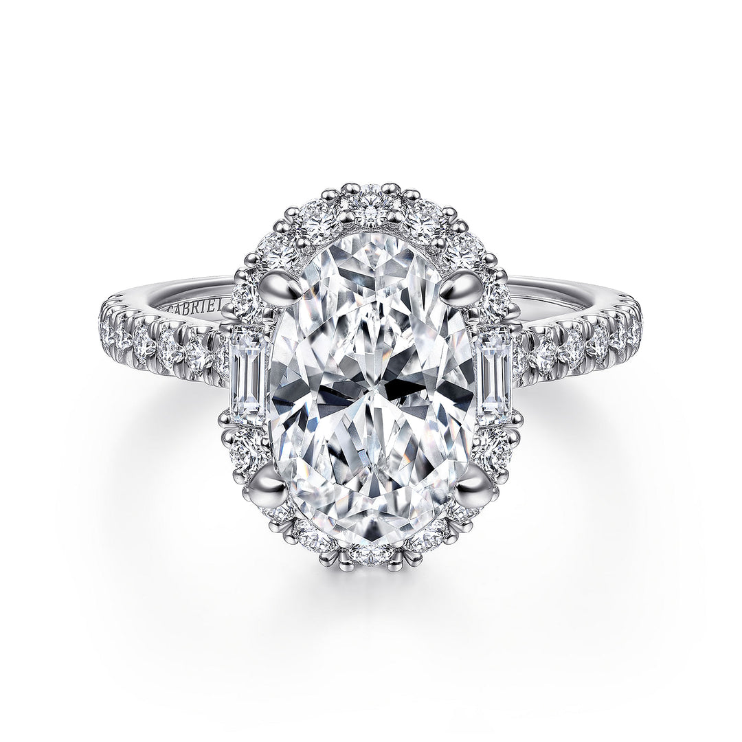 Gabriel & Co. ER15015O8W44JJ 14K White Gold Oval Halo Diamond Engagement Ring