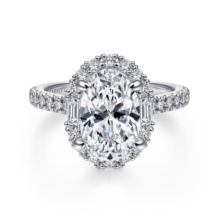 Gabriel & Co. ER15015O8W44JJ 14K White Gold Oval Halo Diamond Engagement Ring