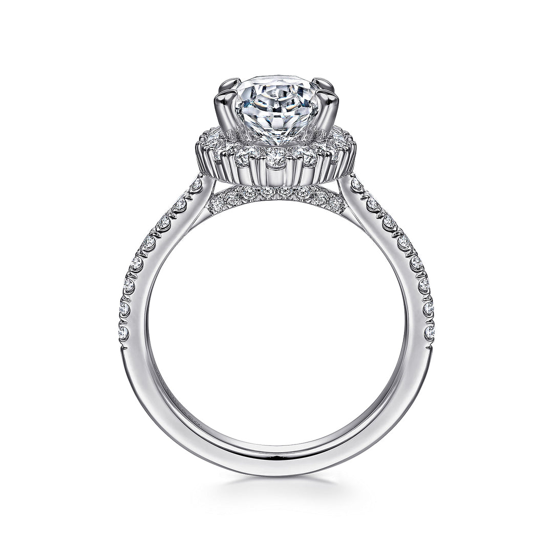 Gabriel & Co. ER15015O8W44JJ 14K White Gold Oval Halo Diamond Engagement Ring