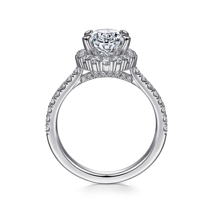 Gabriel & Co. ER15015O8W44JJ 14K White Gold Oval Halo Diamond Engagement Ring