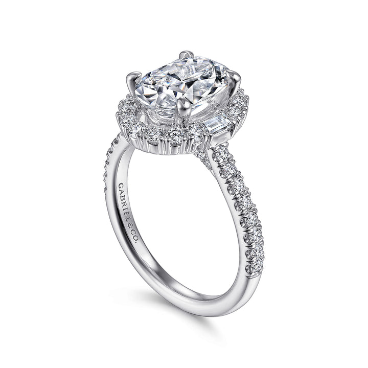 Gabriel & Co. ER15015O8W44JJ 14K White Gold Oval Halo Diamond Engagement Ring