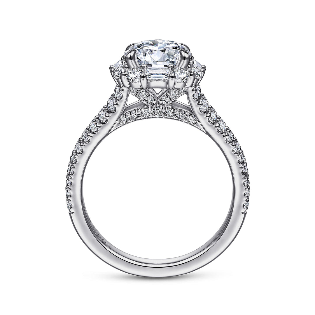 Gabriel & Co. ER15030R6W44JJ 14K White Gold Cushion Halo Round Diamond Engagement Ring