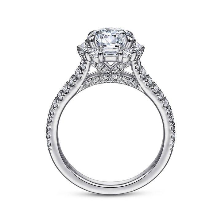 Gabriel & Co. ER15030R6W44JJ 14K White Gold Cushion Halo Round Diamond Engagement Ring