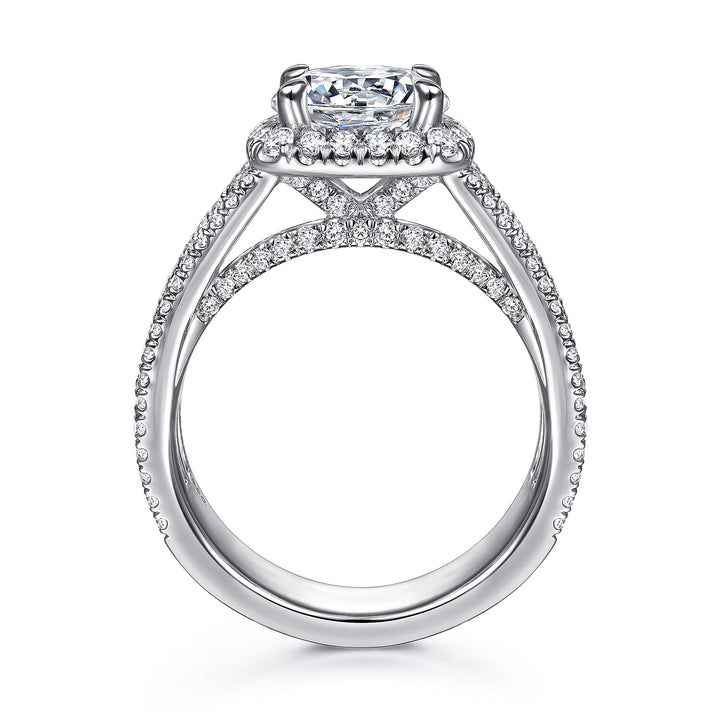 Gabriel & Co. ER15040R8W44JJ 14K White Gold Cushion Halo Round Diamond Engagement Ring
