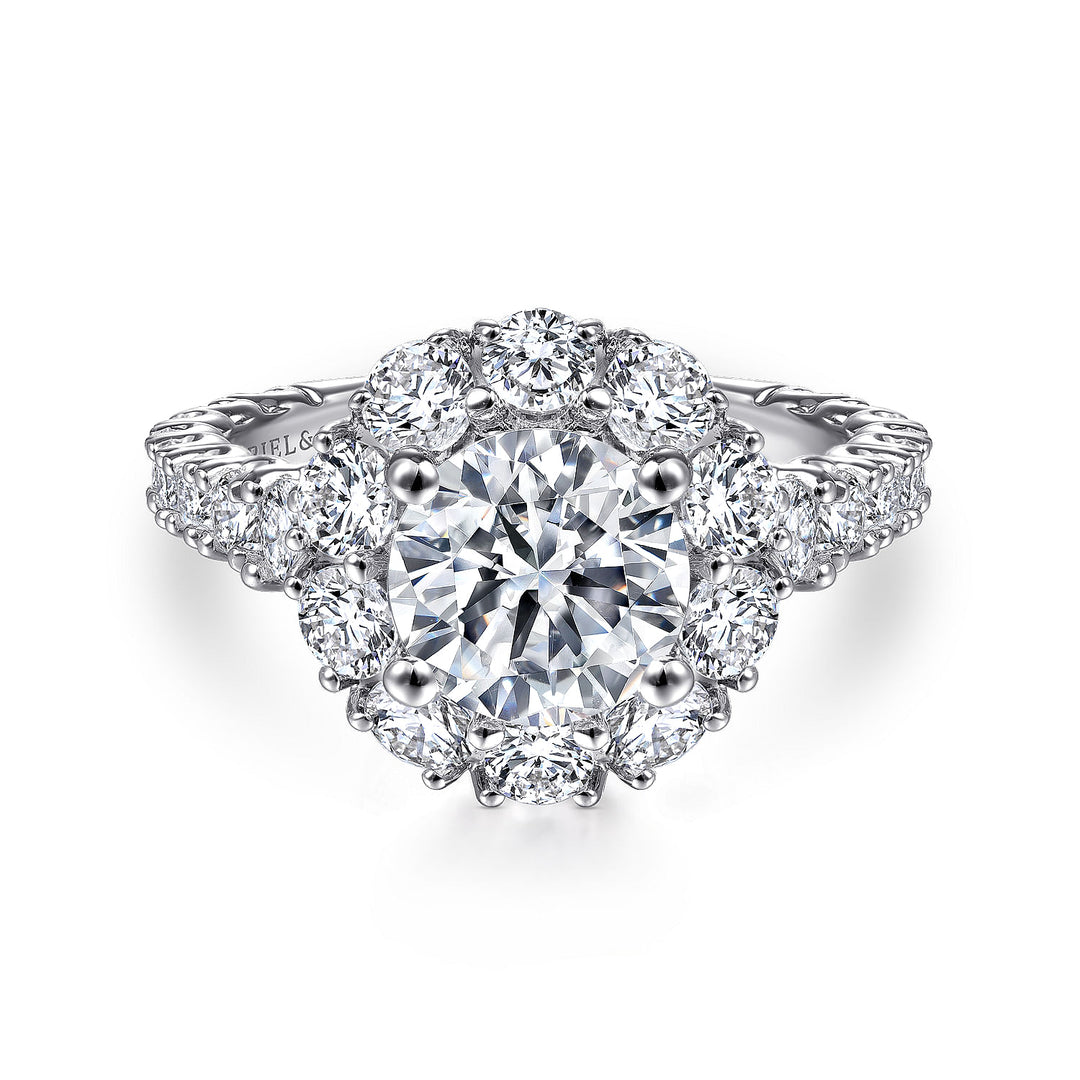Gabriel & Co. ER15042R6W44JJ 14K White Gold Round Halo Diamond Engagement Ring