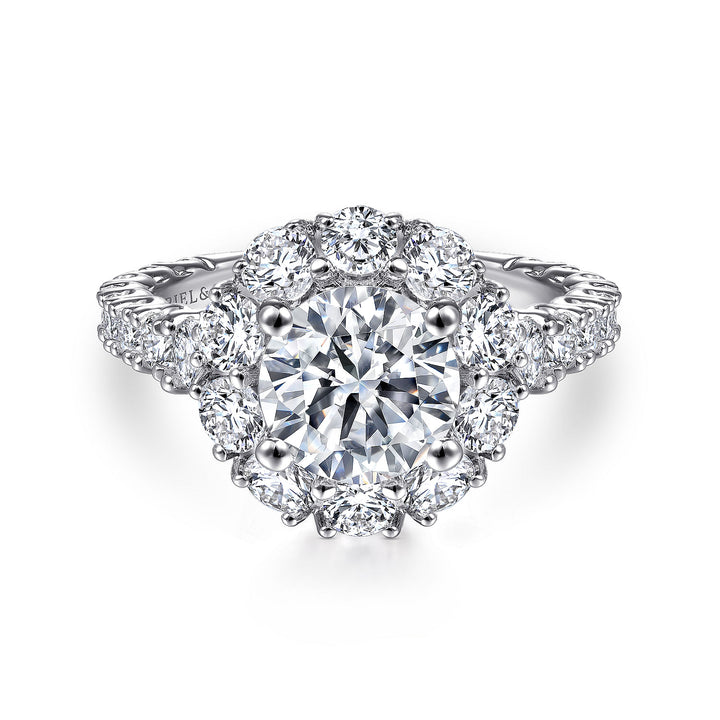 Gabriel & Co. ER15042R6W44JJ 14K White Gold Round Halo Diamond Engagement Ring