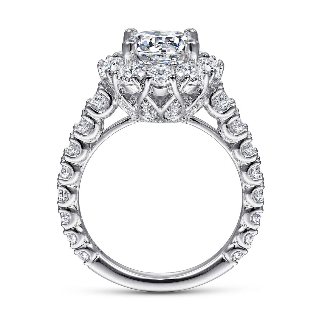 Gabriel & Co. ER15042R6W44JJ 14K White Gold Round Halo Diamond Engagement Ring