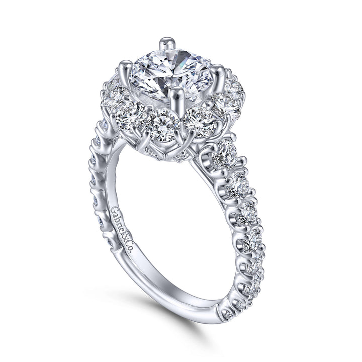 Gabriel & Co. ER15042R6W44JJ 14K White Gold Round Halo Diamond Engagement Ring