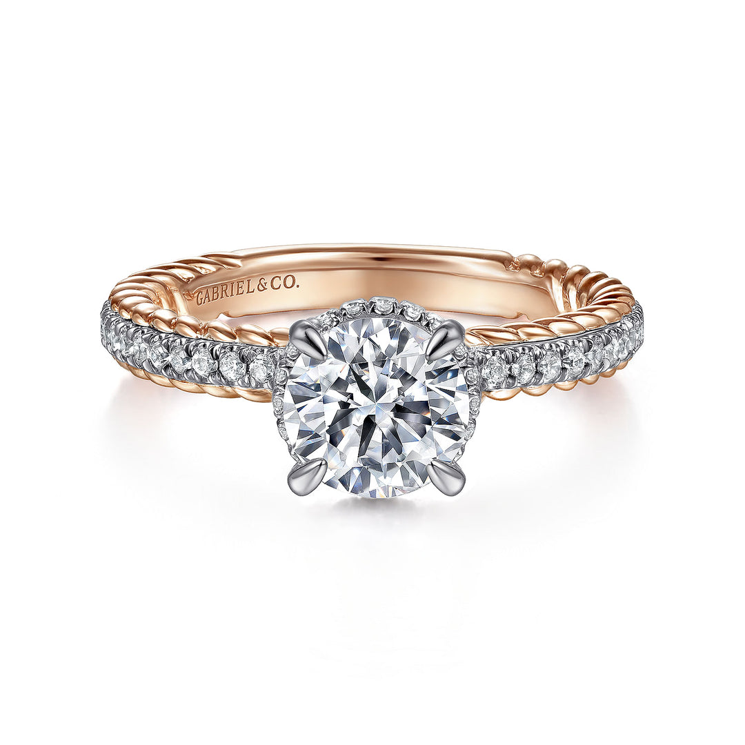 Gabriel & Co. ER15168R4T44JJ 14K White Rose Gold Round Diamond Engagement Ring