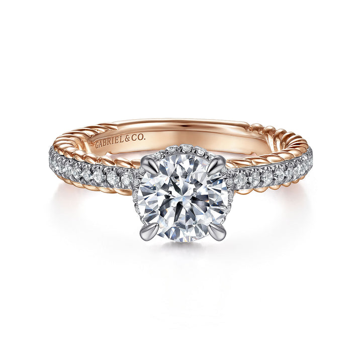 Gabriel & Co. ER15168R4T44JJ 14K White Rose Gold Round Diamond Engagement Ring