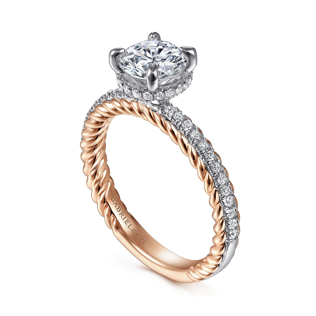 Gabriel & Co. ER15168R4T44JJ 14K White Rose Gold Round Diamond Engagement Ring